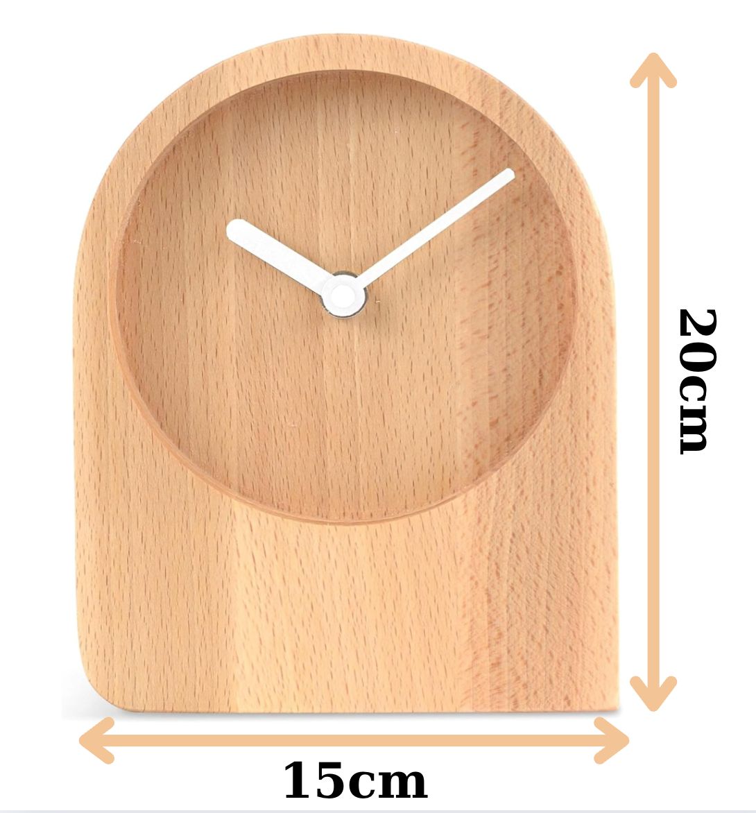 Doğal Ahşap Dekoratif Minimalist Masa Saati